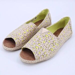 TOMS Alpargata Open Toe Sandals Limeade Leopard Print Women's 8.5 EUR 39